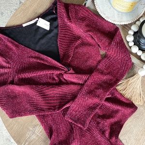 Francesca's Wine Shimmer Bodysuit
